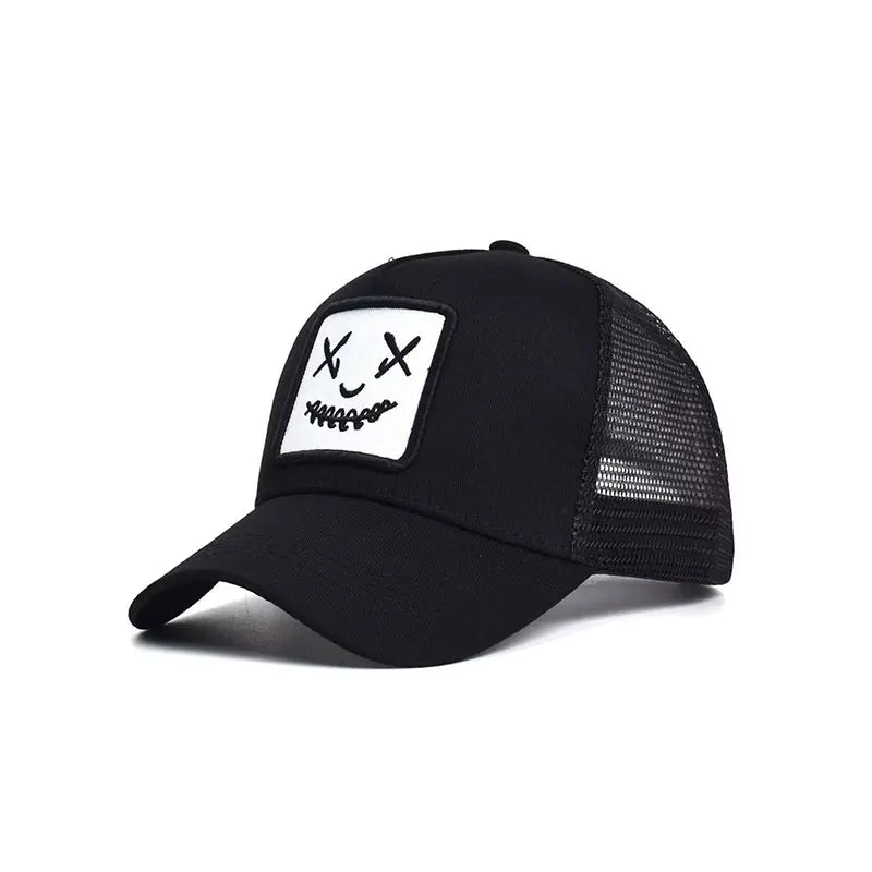 Breathable Duckbill Cap Sun Protection Unisex Hip-Hop Smiley Face Embroidered