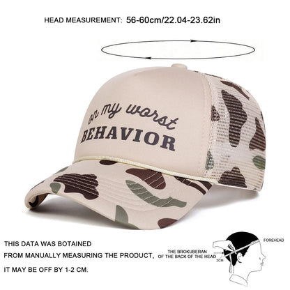 Unisex Behavior Letter Printed Baseball Net Caps Spring and Summer