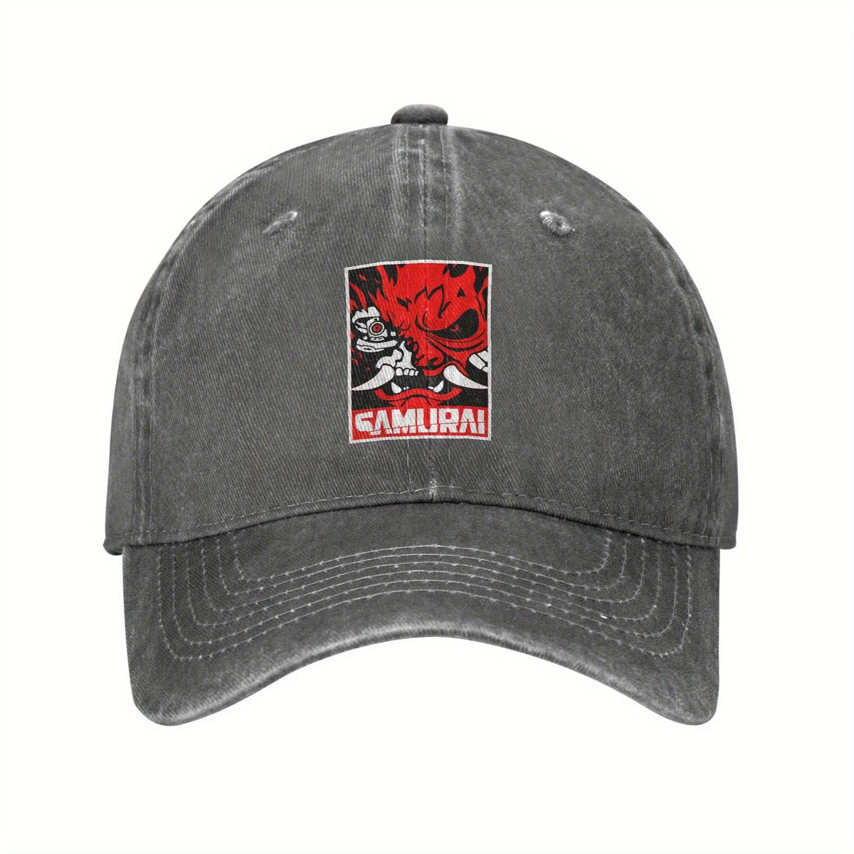 Cyberpunk Samurai Logo Washed Baseball Cap Unisex Casual Daily Outdoor Sun Hat