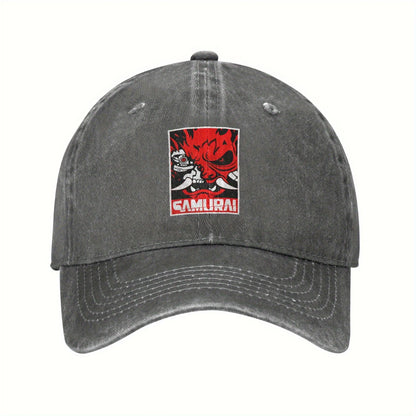 Cyberpunk Samurai Logo Washed Baseball Cap Unisex Casual Daily Outdoor Sun Hat