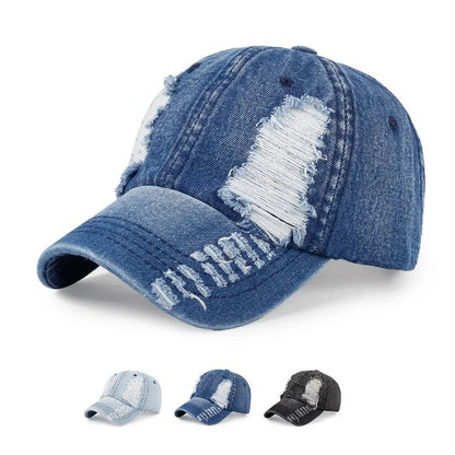 Men And Women Ripped Baseball Caps Fashionable Hip Hop Caps