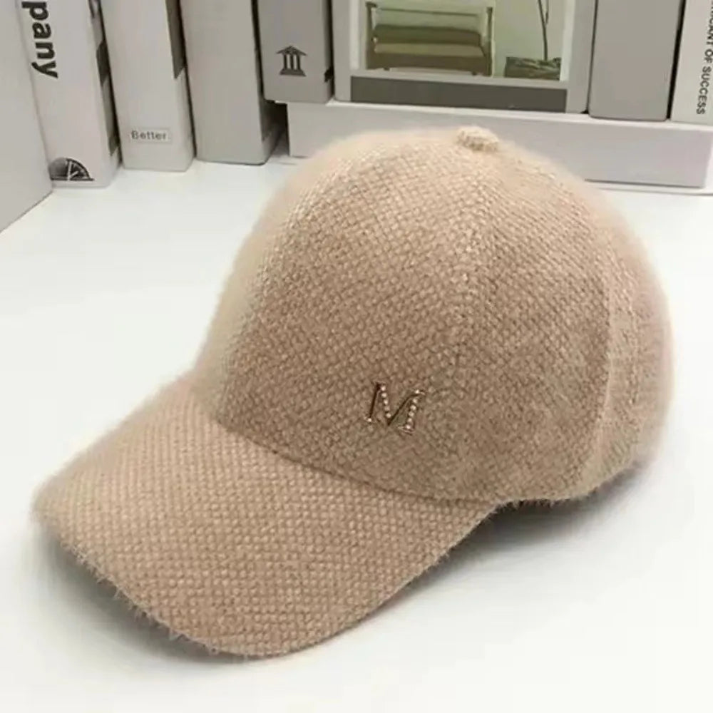 Casual Solid Color Baseball Cap Rabbit Hair Adjustable