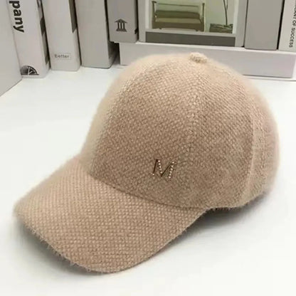 Casual Solid Color Baseball Cap Rabbit Hair Adjustable