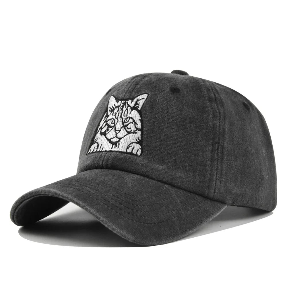Vintage Cat Embroidery Baseball Cap