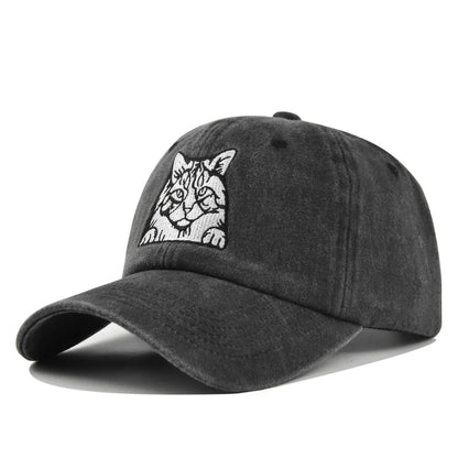 Vintage Cat Embroidery Baseball Cap