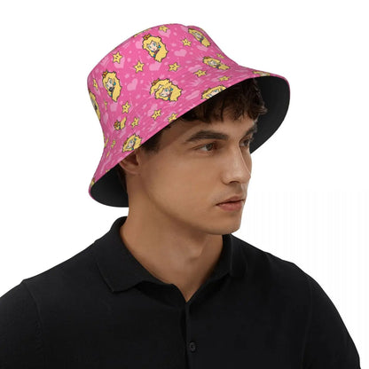 Street Princess Peach Lovely Bucket Hat Girl Outdoor Sports M-Mariod Fisherman Cap