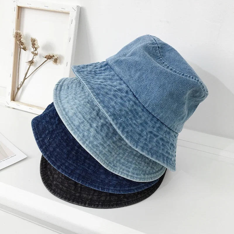 Large Brimmed Denim Fisherman Hat for Men and Women in Spring and Summer