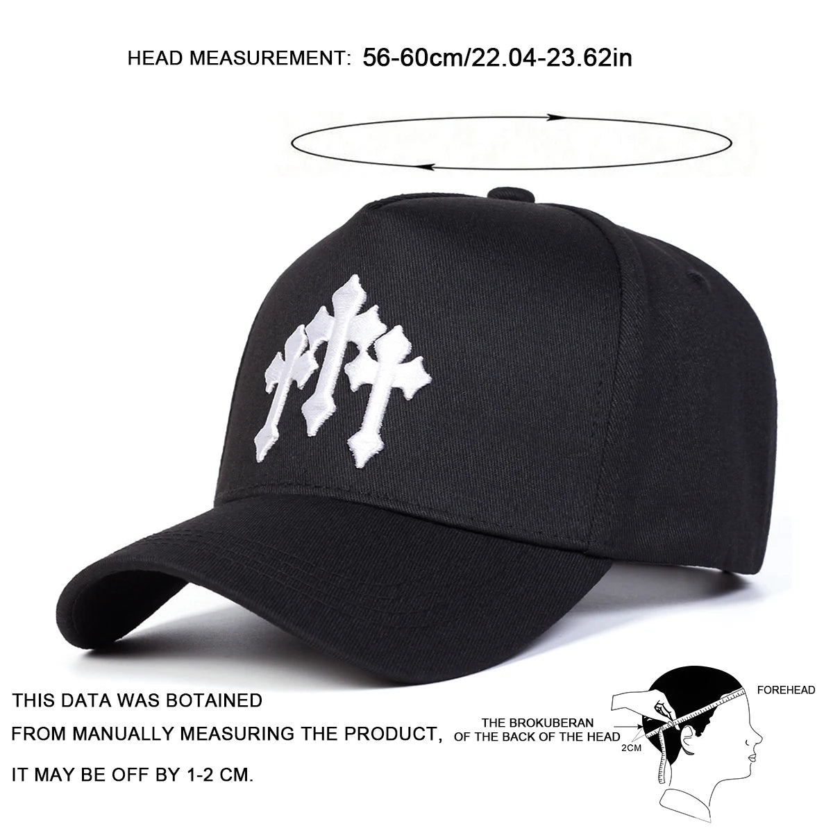 Unisex Cross Embroidery Baseball Caps Spring And Autumn