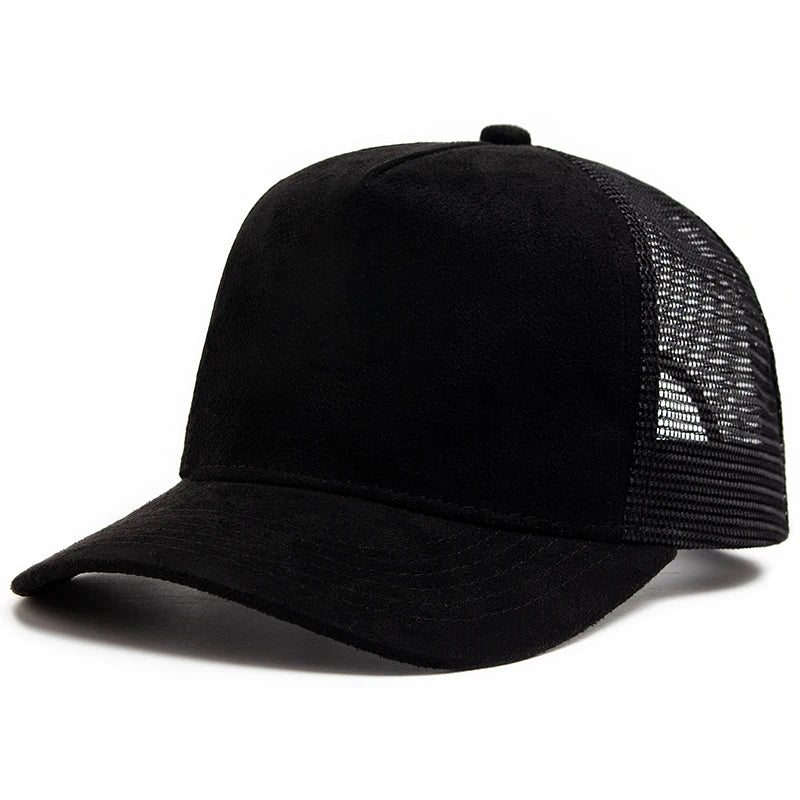 New Summer Suede Trucker Hat Men Mesh Baseball Cap