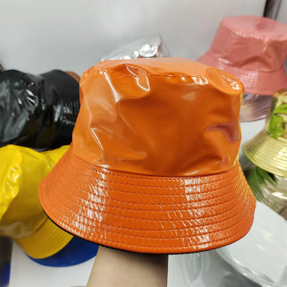 Colorful Shiny Leather Two Sided Fisherman Hat Women's and Men's