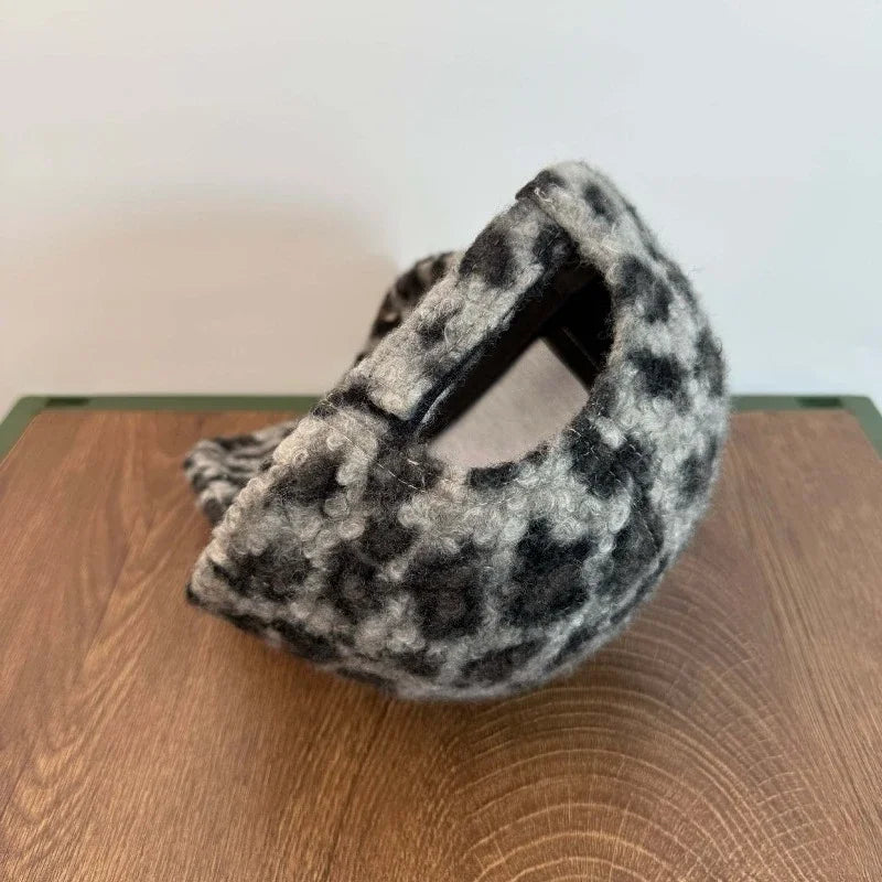 Leopard Print Plush Baseball Cap Unisex Warm Head Hat