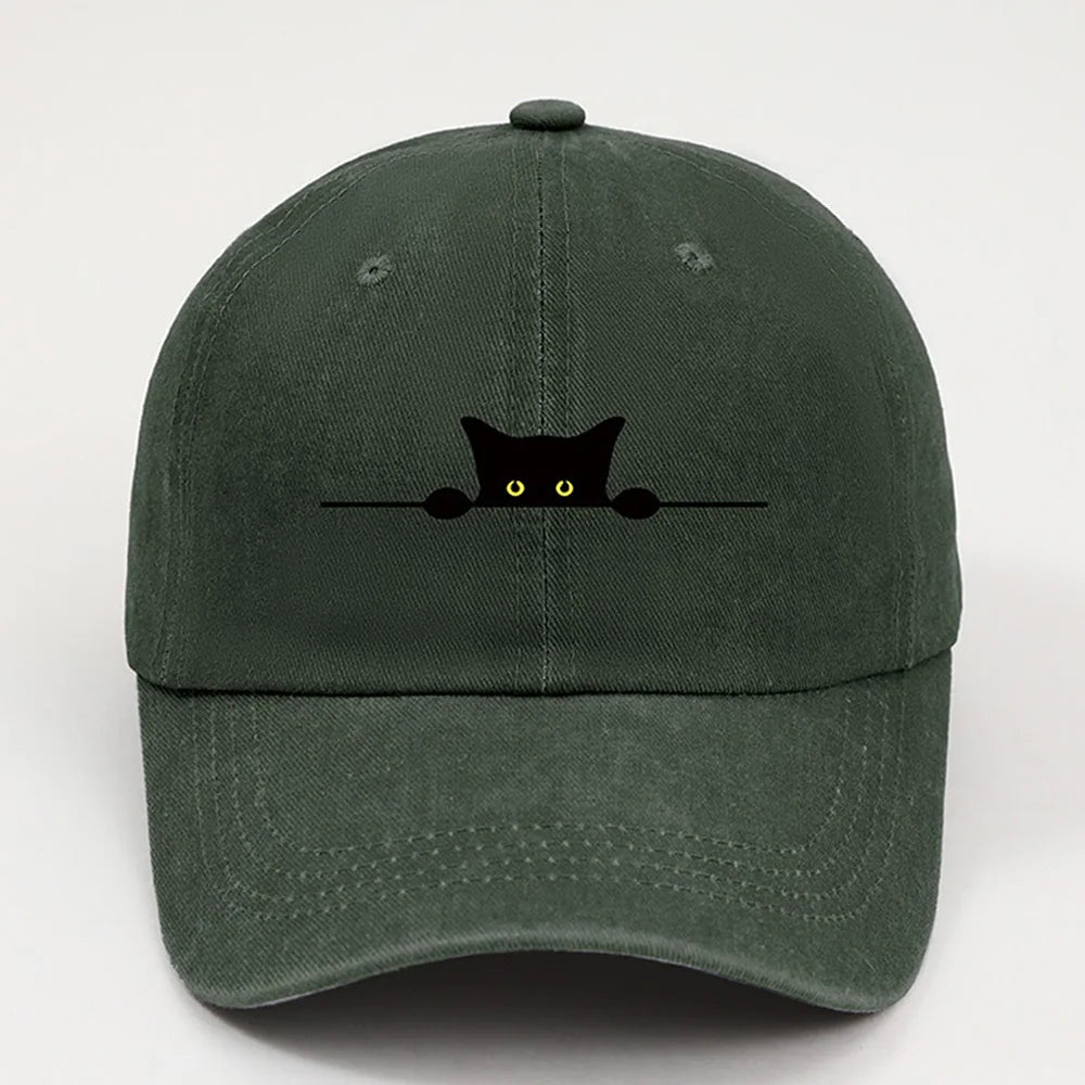 Cute Black Cat Printed Baseball Cap for Men and Women