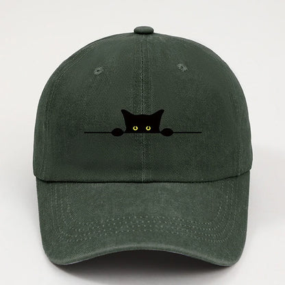 Cute Black Cat Printed Baseball Cap for Men and Women