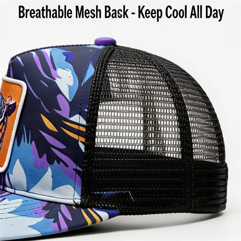 Unique Graffiti Owl Print Baseball Hat for Men Women Breathable Mesh Unisex Outdoor Hiking Casual Cap