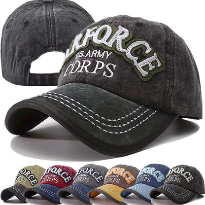 Unisex Cap U.S.ARMY Embroidery Vintage Leather Edging Baseball Cap Men Women