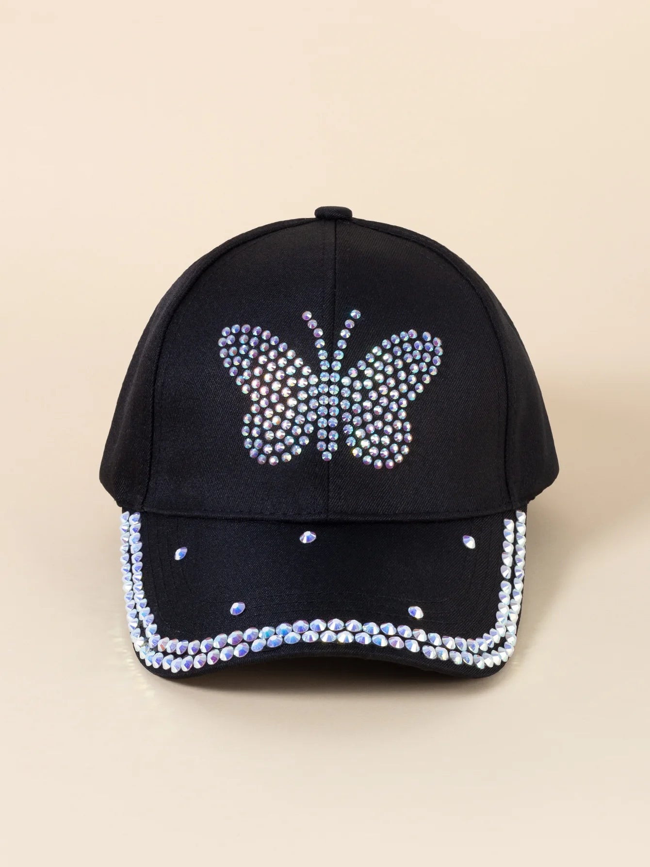 Butterfly-Shaped Diamond-Studded Women's Baseball Cap