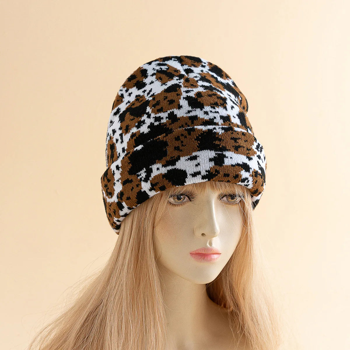 Winter Leopard Knitted Hats For Women Men Outdoor