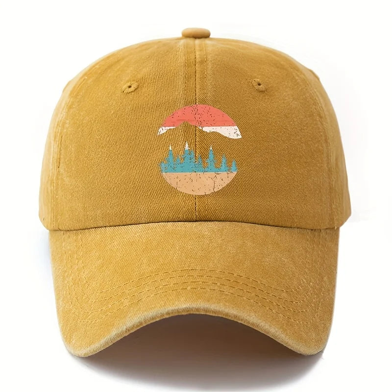 Mountain Sunset Printed Baseball Hat for Men and Women Suitable for Camping, Hiking, Leisure