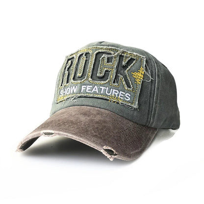 New Men And Women Frayed Old Baseball Cap Washed Cotton Peaked Rock Letter