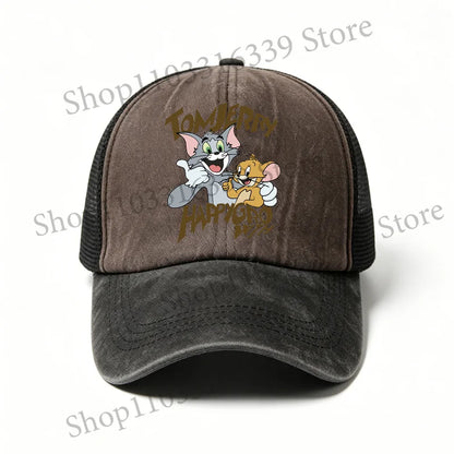 New Tom and Jerry Retro Hat Cartoon Baseball Cap Man Women Adjustable Baseball Hat Children Cute Sun Hat