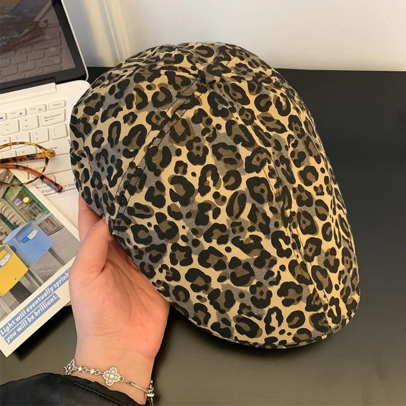 American Y2K Retro Personality Leopard Print Forward Hat