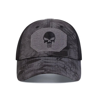 Unisex Skull Embroidered Top With Patch Breathable Baseball Caps Adjustable Sunscreen Hat