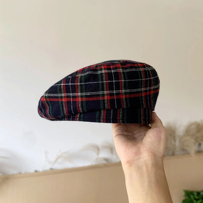 Spring Autumn Plaid Cotton Octagonal Hat Fashion Women