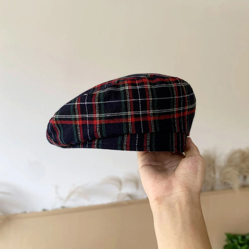 Spring Autumn Plaid Cotton Octagonal Hat Fashion Women