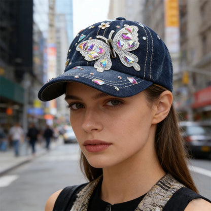New Butterfly Handmade Waterdrop Denim Baseball Cap