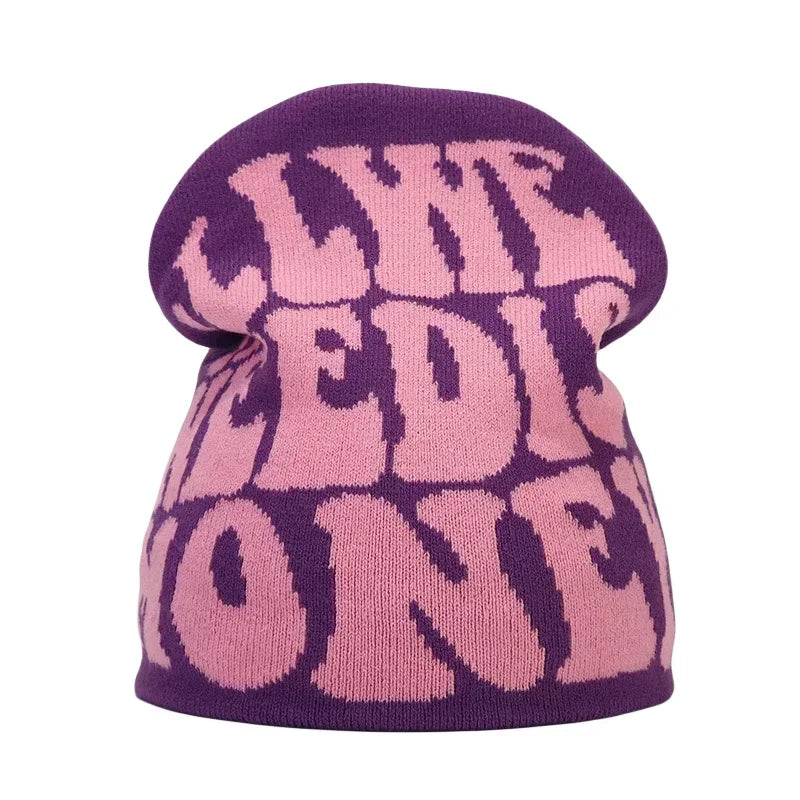 Y2K Letter Knitted Winter Autumn Beanie Cap Men Women