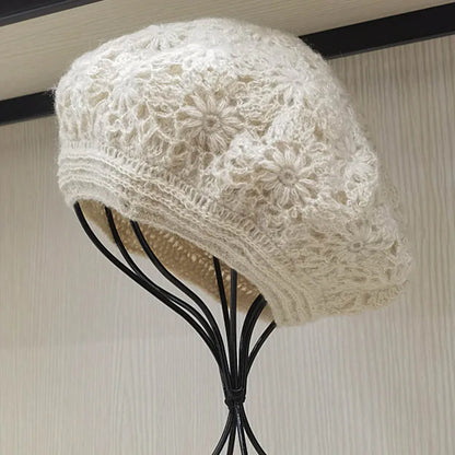 New Winter Crochet Beret For Women Wool Knit Hat