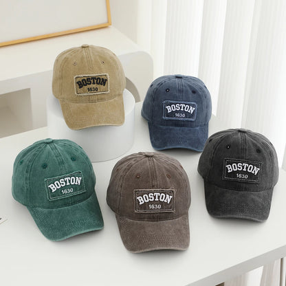 Solid Color Patch Edge Embroidered Three Dimensional Letter BUSTON Baseball Cap With Soft Top Hat