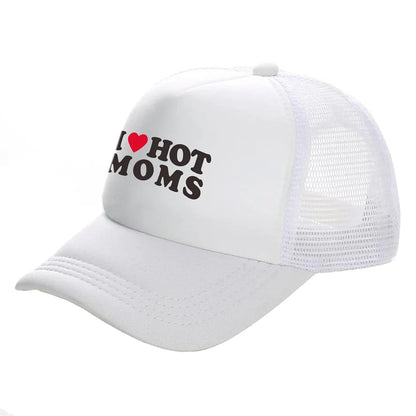 I Love Hot Moms Men Funny Humor Hat Baseball Cap Cool Summer Unisex Mesh Net Caps