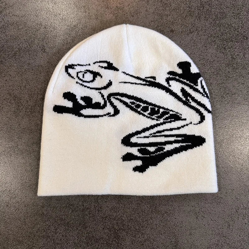 Tree Frog Print Beanie Men Women, Stretchy Knit Skull Cap