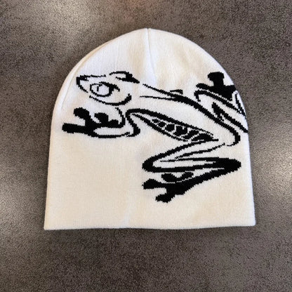 Tree Frog Print Beanie Men Women, Stretchy Knit Skull Cap