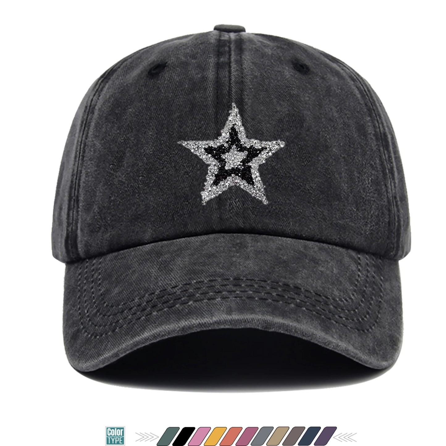 Sparkling Rhinestone Star Trucker Hat - Unisex Baseball Cap