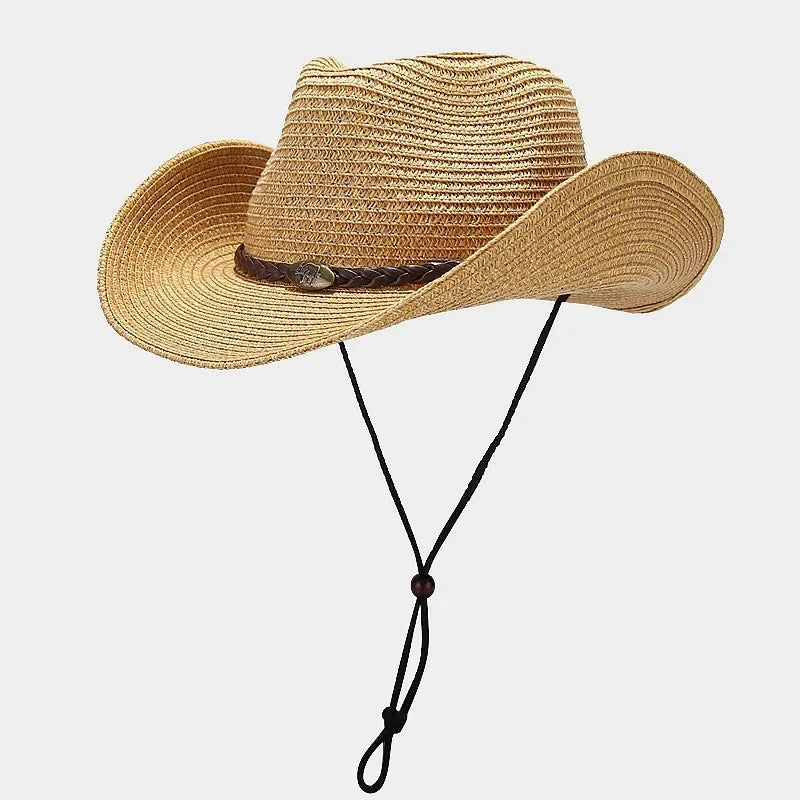 Summer UPF50+ Wide Brim Sun Hat Outdoor Western Cowboy Fisherman Cap