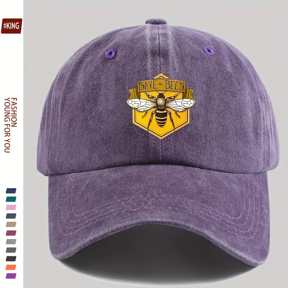 Retro Bee Patterned Printed Baseball Cap