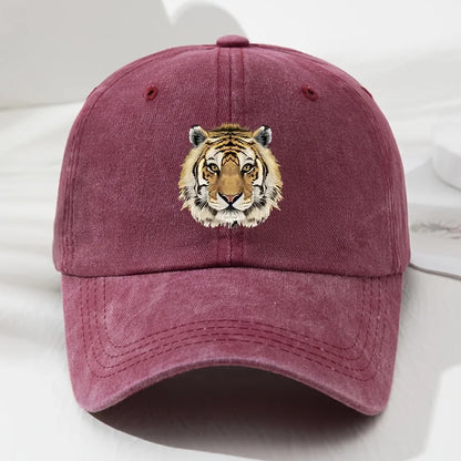 Tiger Print Soft Top Baseball Cap, Retro Adjustable