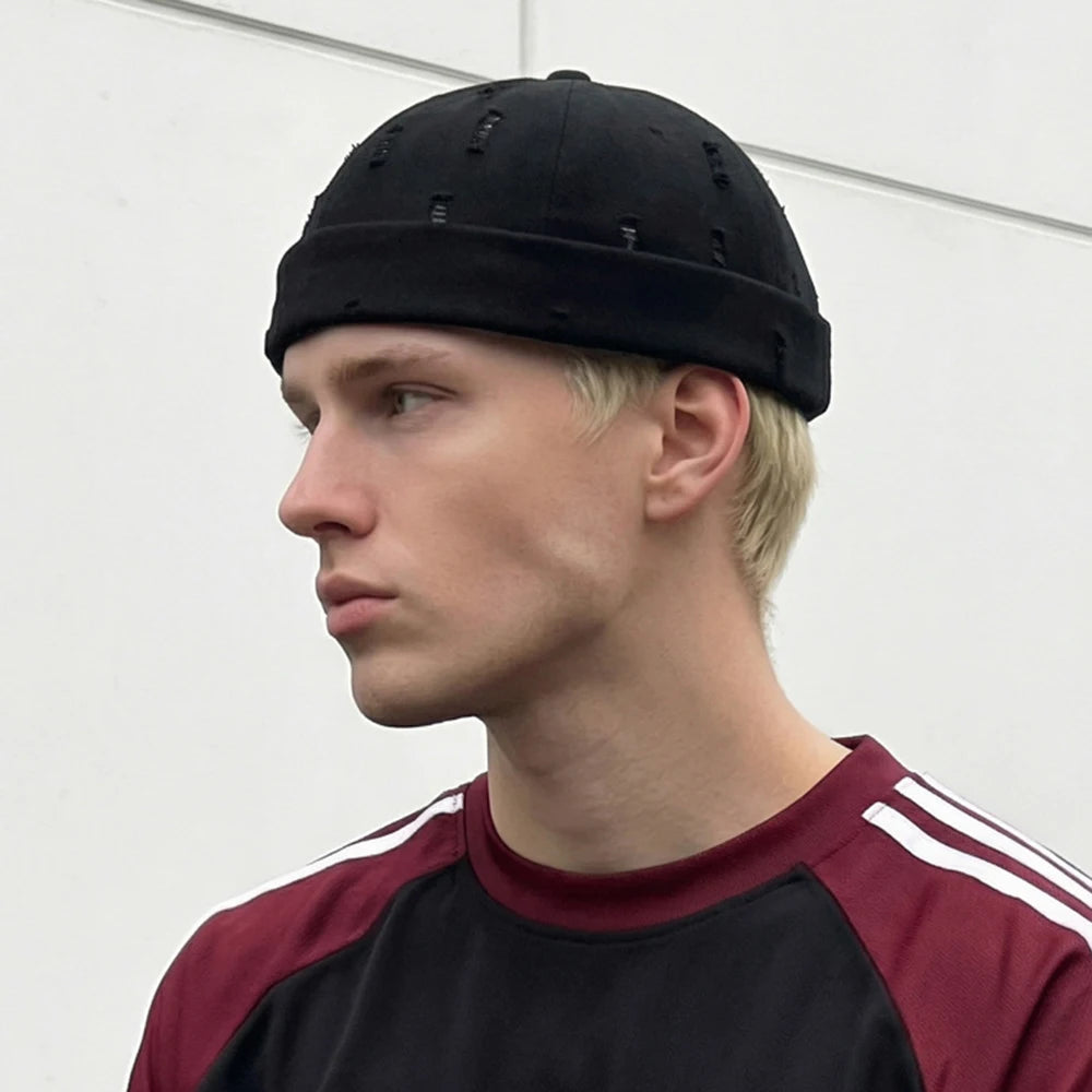 Washed Cotton Destroyed Ripped Docker Cap