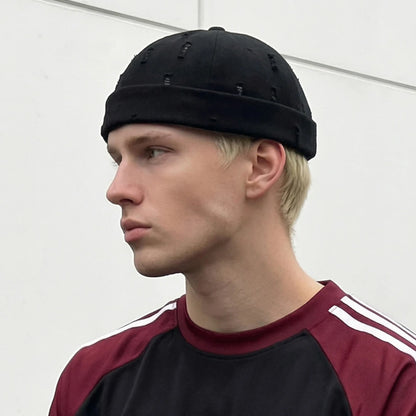 Washed Cotton Destroyed Ripped Docker Cap
