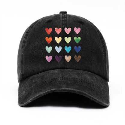 Colorful Heart-Shaped Pinted Baseball Cap for All Seasons