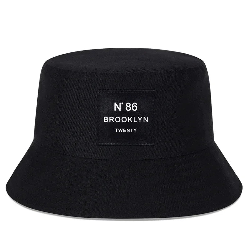 Unisex Panama Bucket Hat Brooklyn Leather Label Fisherman Hat