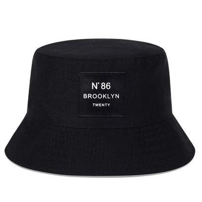 Unisex Panama Bucket Hat Brooklyn Leather Label Fisherman Hat
