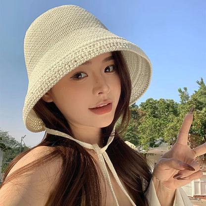 Women Fashion Solid Color Breathable Wide Brim Sun Visors