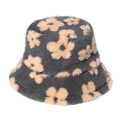 Winter Bucket Hat Women's Fashion Leopard Panama Warm Hats Female Vintage