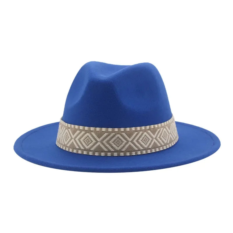 Panama Hat Western Cowboy Hats For Women Solid Big Brim Casual Fedoras Men Women
