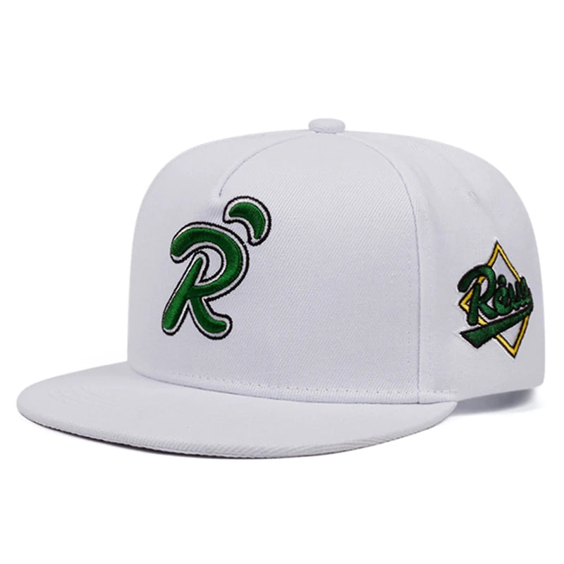 Creative Hip Hop Hat R Letter Dot Green Embroidered Baseball Hat