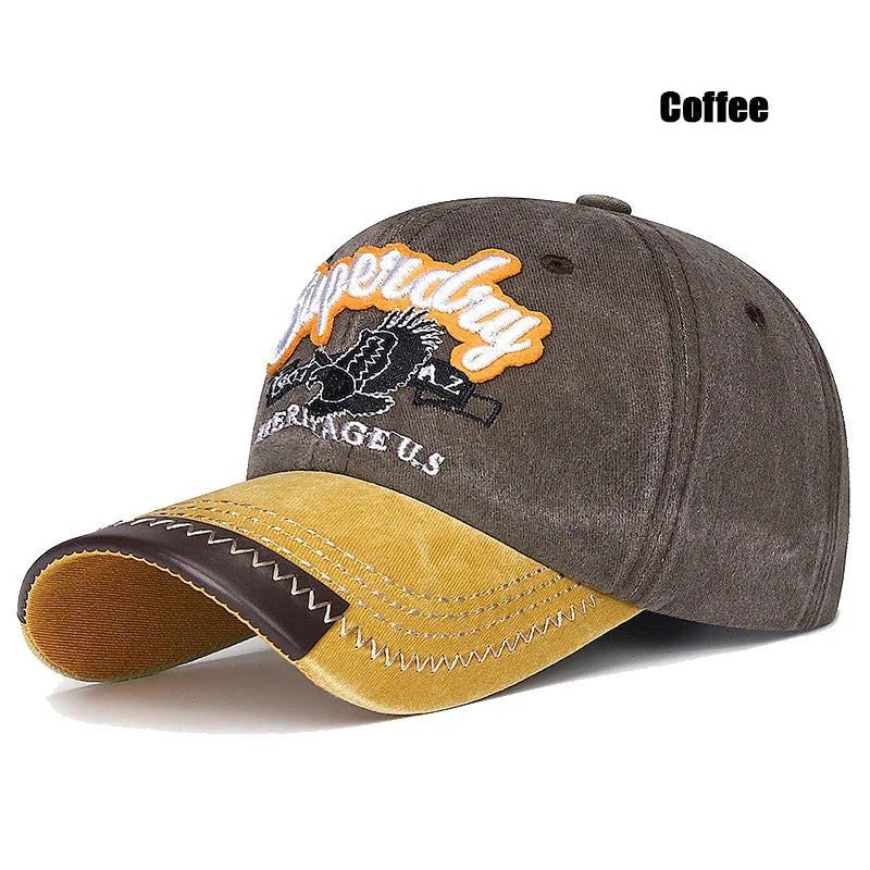New Unisex Washed Cotton Embroidered Eagle Baseball Cap