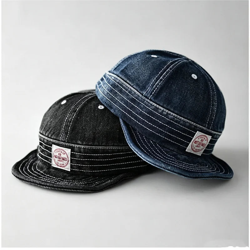 Washed Patch-Lettered Soft-Brimmed Denim Baseball Cap
